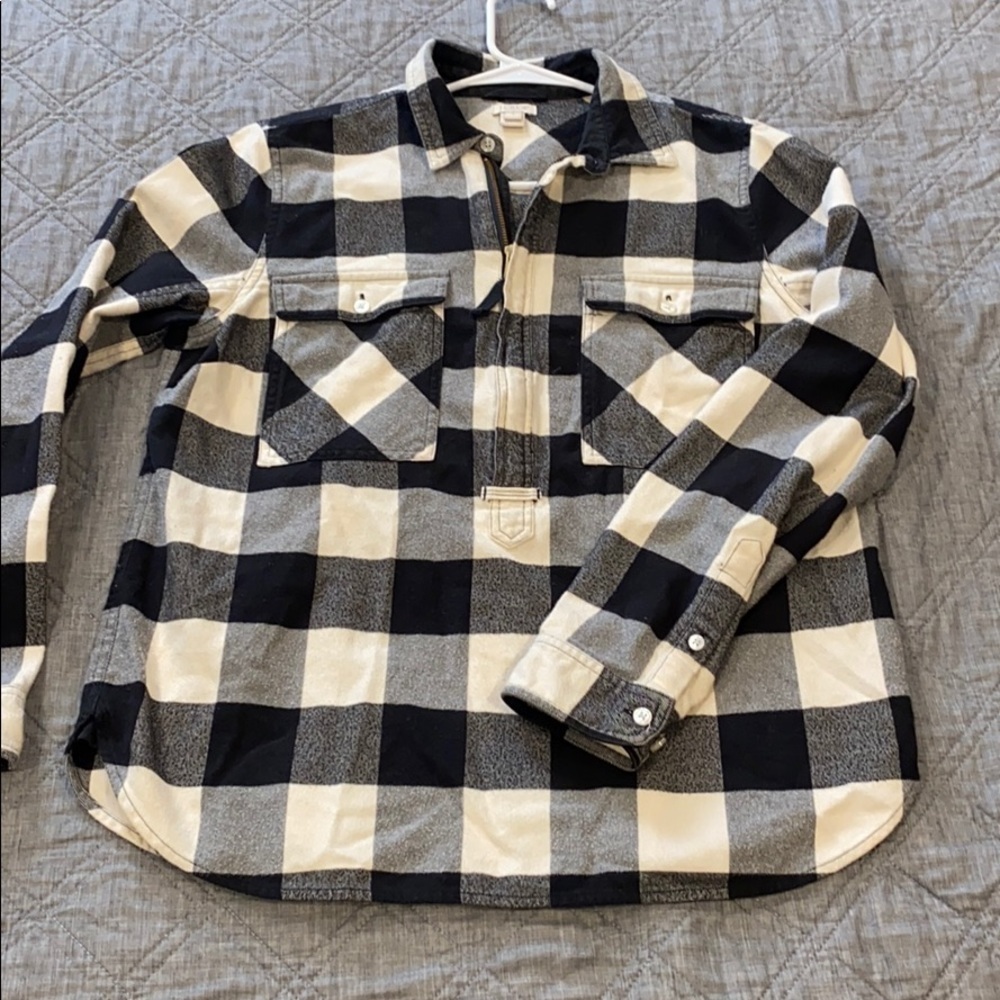J Crew Buffalo Plaid 1/2 Zip Flannel Shirt EUC - Picture 12 of 16